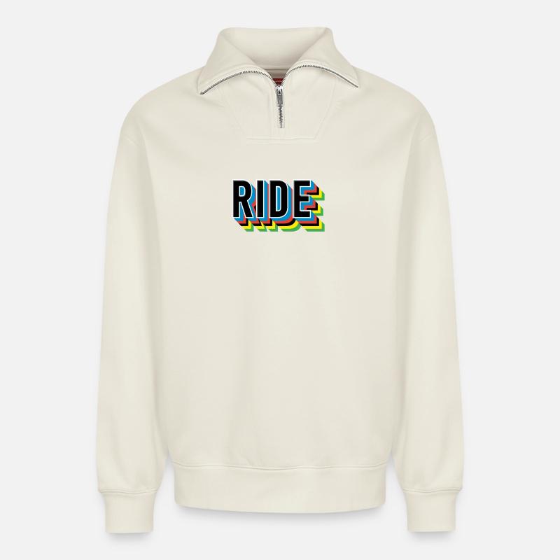 REITEN - Relaxed Unisex Organic Half Zip Sweatshirt – von SPREAD - Naturweiß