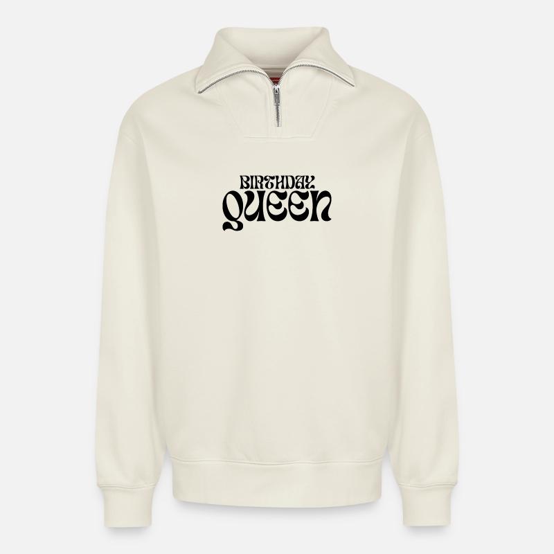 Design bitte hochladen - Relaxed Unisex Organic Half Zip Sweatshirt – von SPREAD - Naturweiß