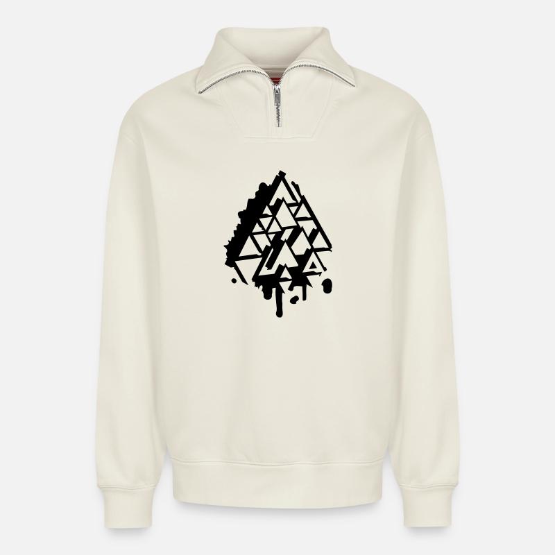 abstract Graffiti Triangle - Relaxed Unisex Organic Half Zip Sweatshirt – by SPREAD - off white