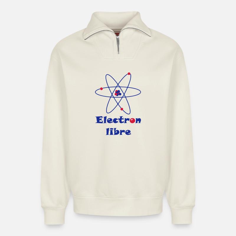 Electron Libre - Relaxed Unisex Organic Half Zip Sweatshirt – by SPREAD - off white