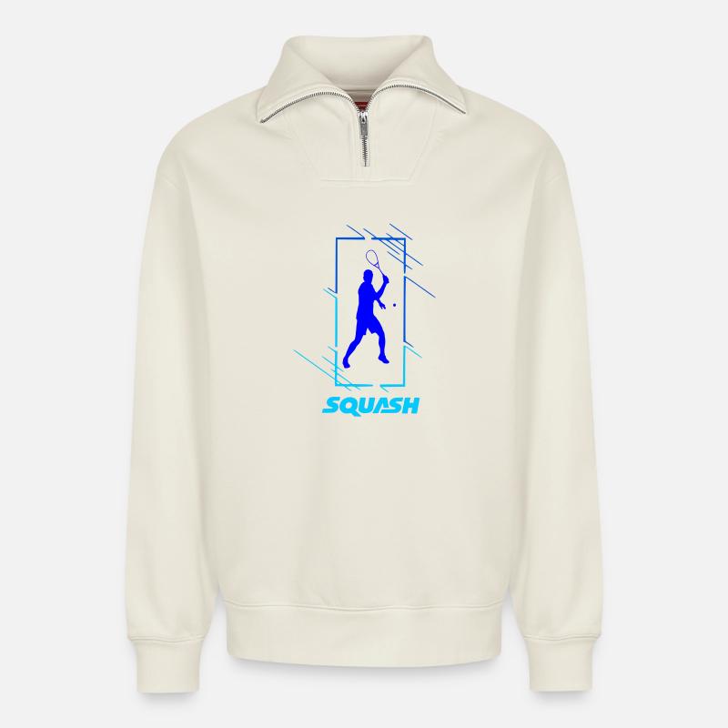 Squash - Sweat unisexe décontracté en coton biologique à demi-zip – de SPREAD - blanc cassé