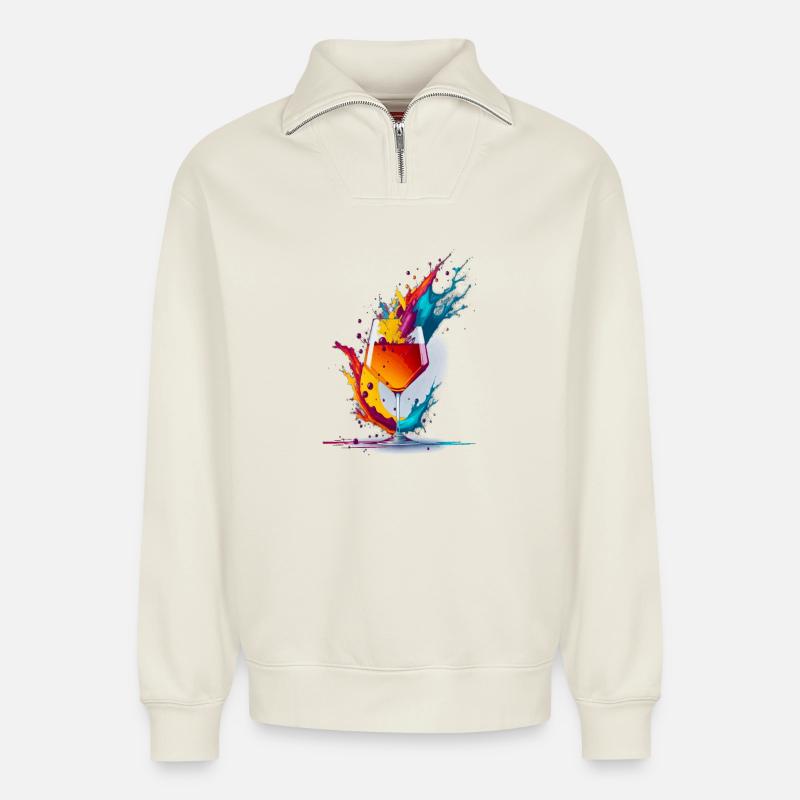 Cocktail - Relaxed Unisex Organic Half Zip Sweatshirt – von SPREAD - Naturweiß