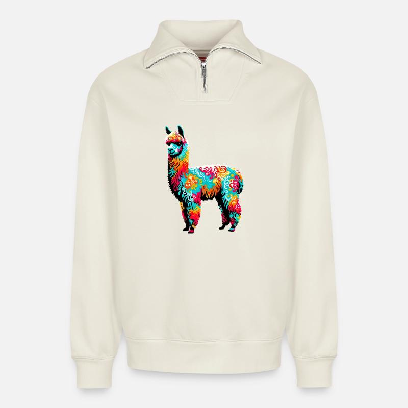 Alpaca - Relaxed Unisex Organic Half Zip Sweatshirt – by SPREAD - off white