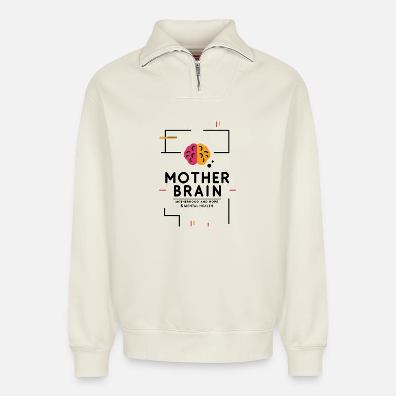 Mutterschaft - Relaxed Unisex Organic Half Zip Sweatshirt – von SPREAD - Naturweiß
