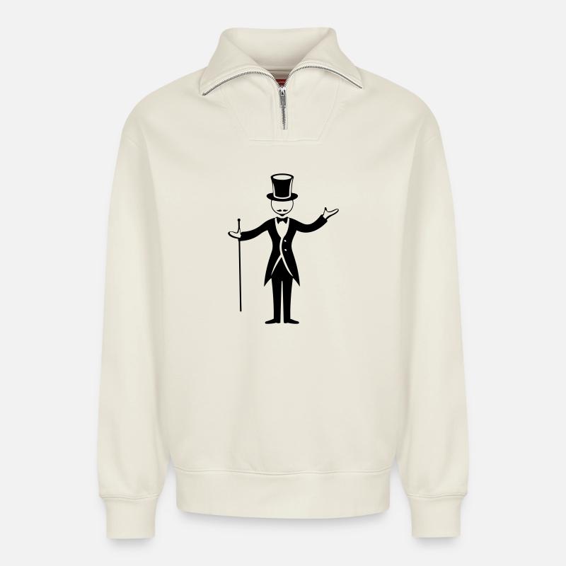 Sorcier - Sweat unisexe décontracté en coton biologique à demi-zip – de SPREAD - blanc cassé