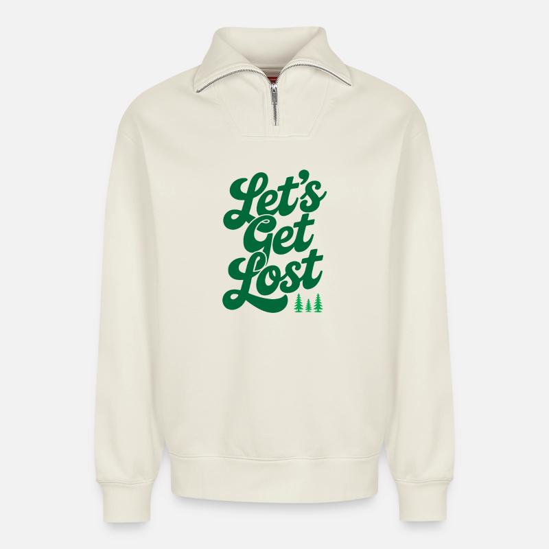 Abenteuer - Let's Get Lost - Relaxed Unisex Organic Half Zip Sweatshirt – von SPREAD - Naturweiß