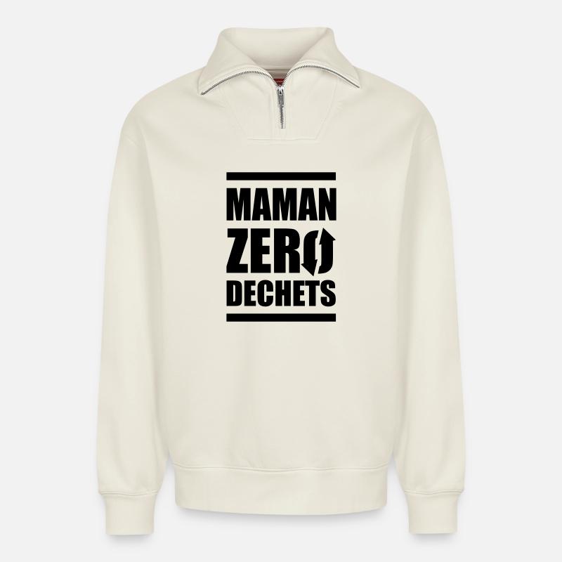 Zero waste mom - Relaxed Unisex Organic Half Zip Sweatshirt – by SPREAD - off white