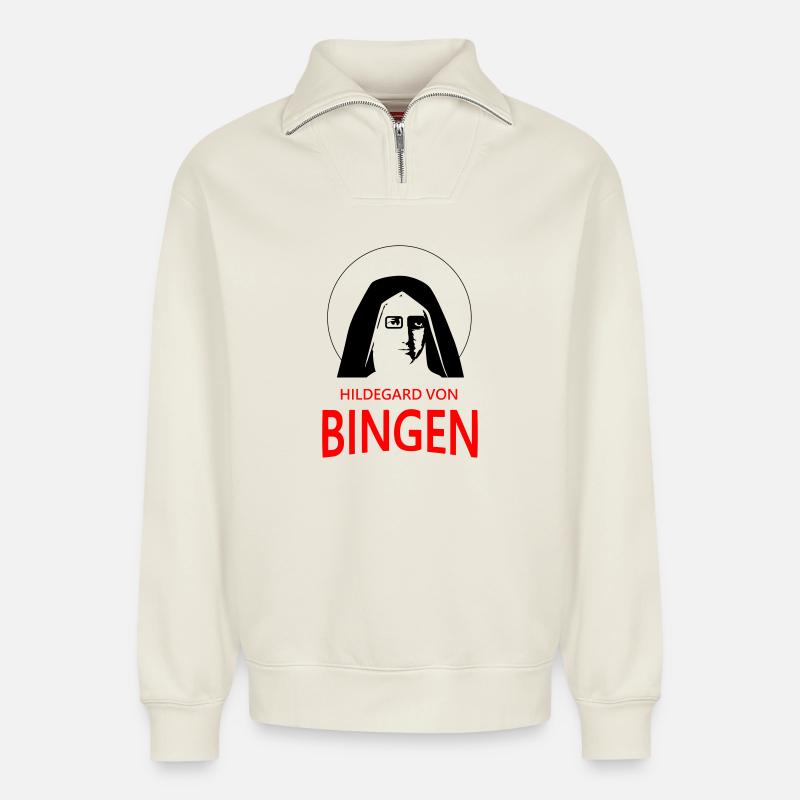 Hildegard - Relaxed Unisex Organic Half Zip Sweatshirt – by SPREAD - off white