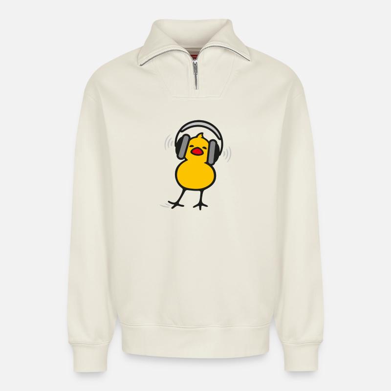 SoundChick - Relaxed Unisex Organic Half Zip Sweatshirt – von SPREAD - Naturweiß