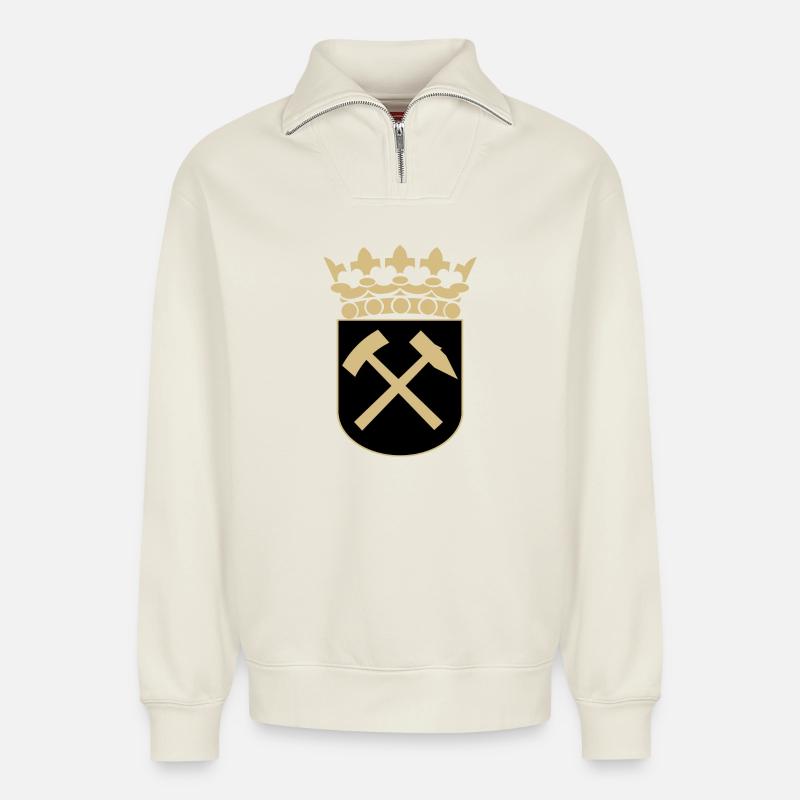 Ruhrpott Wappen klein - Relaxed Unisex Organic Half Zip Sweatshirt – von SPREAD - Naturweiß