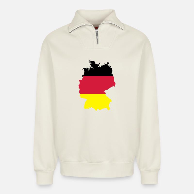 Germany - Relaxed Unisex Organic Half Zip Sweatshirt – by SPREAD - off white