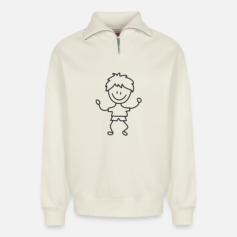 boy - Relaxed Unisex Organic Half Zip Sweatshirt – by SPREAD - off white