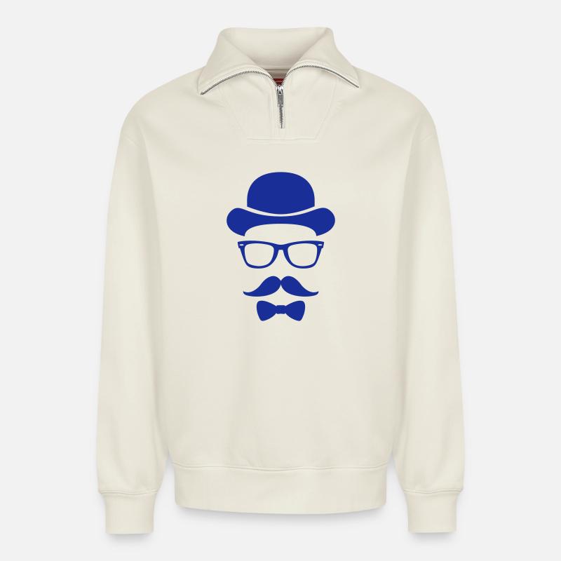 bräutigam hipster junggeselle - Relaxed Unisex Organic Half Zip Sweatshirt – von SPREAD - Naturweiß
