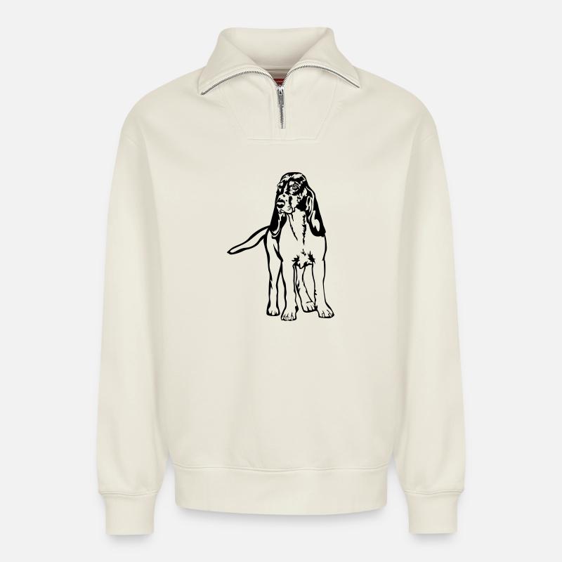 Berner Laufhund - Relaxed Unisex Organic Half Zip Sweatshirt – von SPREAD - Naturweiß