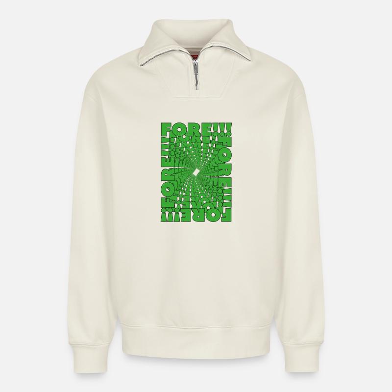 Fore! Golfen mit Stil - Relaxed Unisex Organic Half Zip Sweatshirt – von SPREAD - Naturweiß