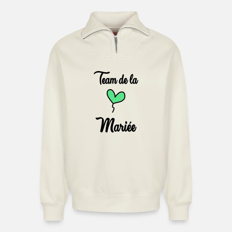 TEAM BRIDAL - Relaxed Unisex Organic Half Zip Sweatshirt – von SPREAD - Naturweiß