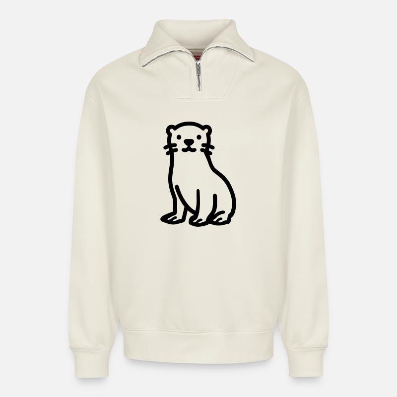 Otter - Relaxed Unisex Organic Half Zip Sweatshirt – von SPREAD - Naturweiß