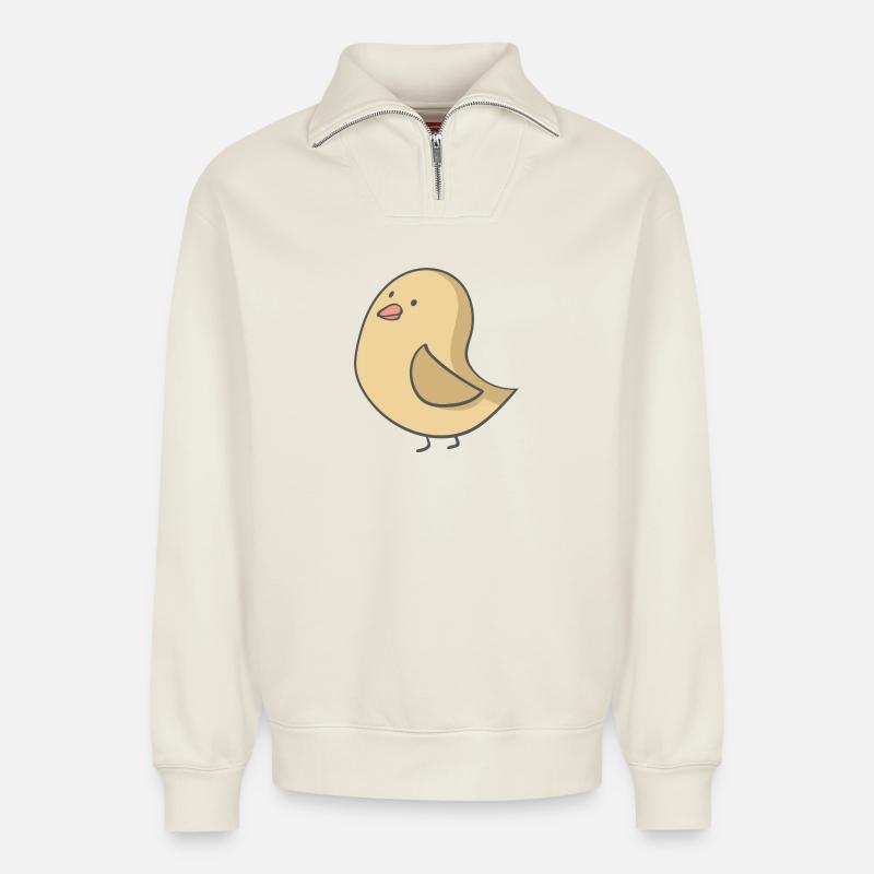 Vogel - Relaxed Unisex Organic Half Zip Sweatshirt – von SPREAD - Naturweiß