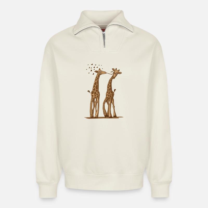 One Way Love - Relaxed Unisex Organic Half Zip Sweatshirt – von SPREAD - Naturweiß