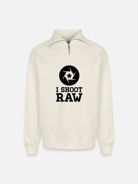 I Shoot RAW - Star - Relaxed Unisex Organic Half Zip Sweatshirt – by SPREAD - off white