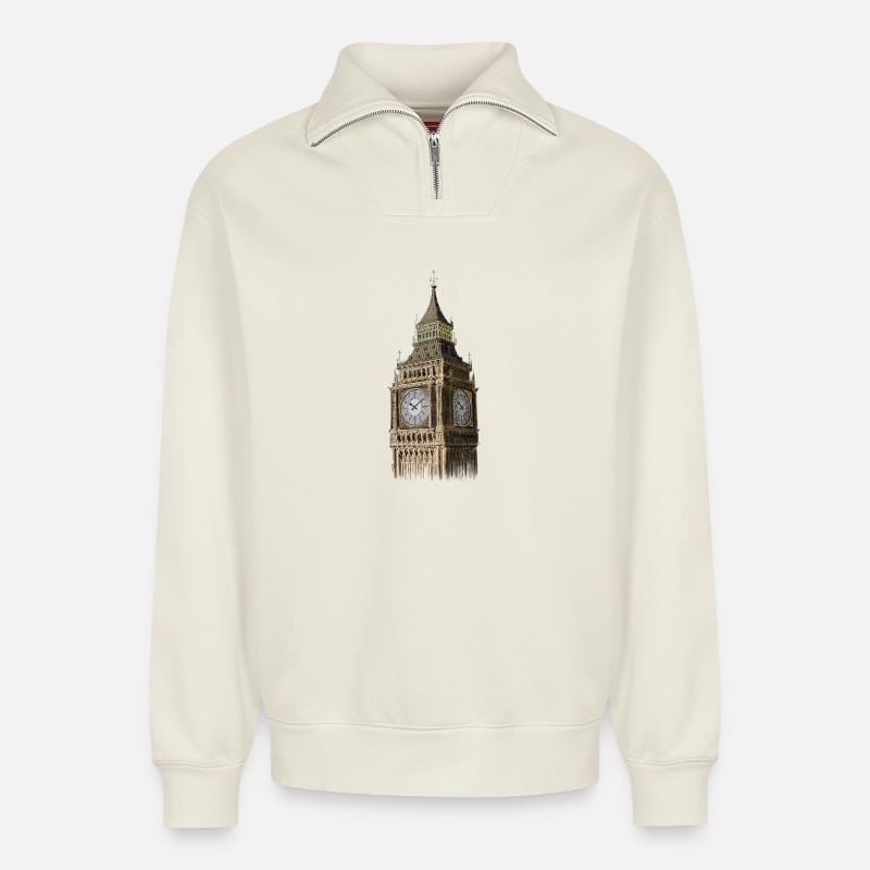 Big Ben - Relaxed Unisex Organic Half Zip Sweatshirt – von SPREAD - Naturweiß