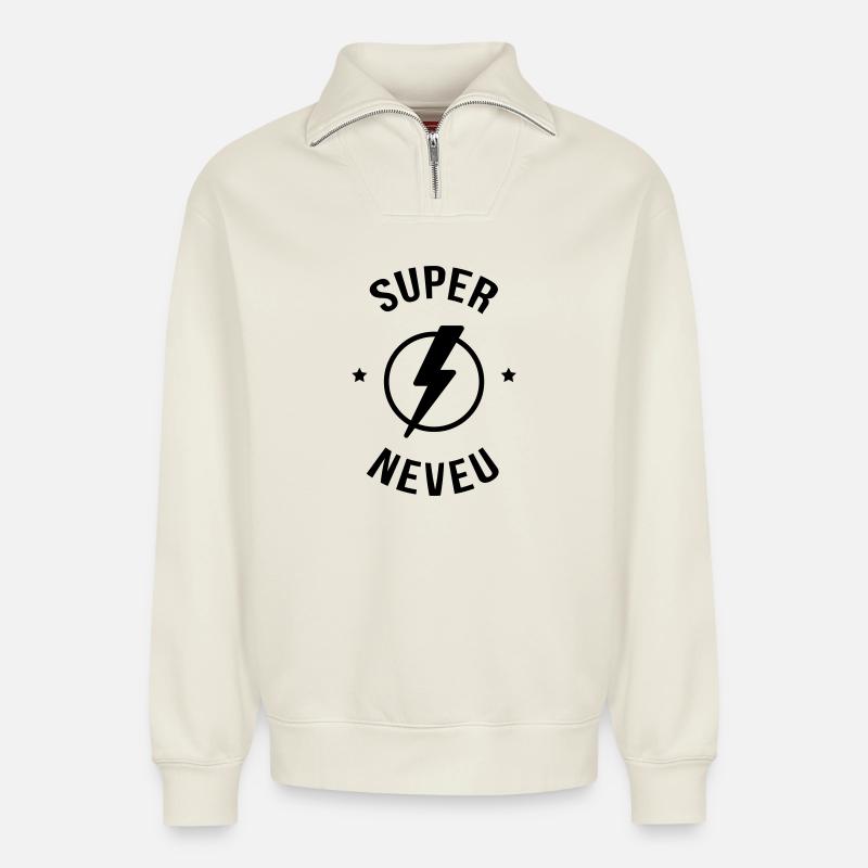 Nichte / Neffe / Onkel / Tante - Relaxed Unisex Organic Half Zip Sweatshirt – von SPREAD - Naturweiß