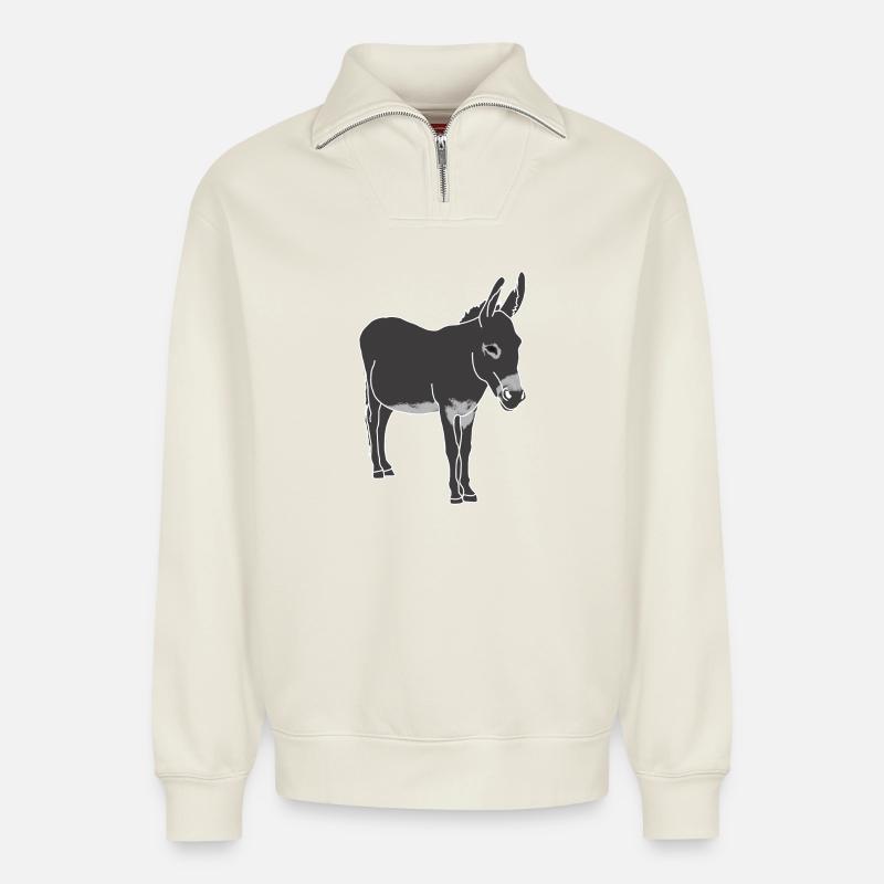 Esel - Relaxed Unisex Organic Half Zip Sweatshirt – von SPREAD - Naturweiß