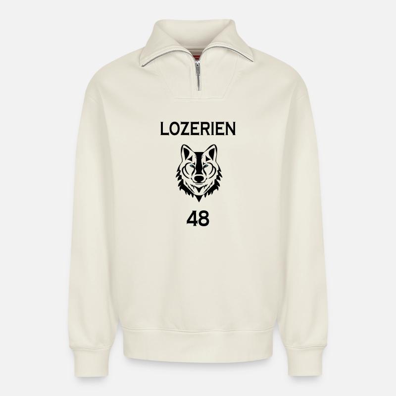 Lozerian - Relaxed Unisex Organic Half Zip Sweatshirt – von SPREAD - Naturweiß