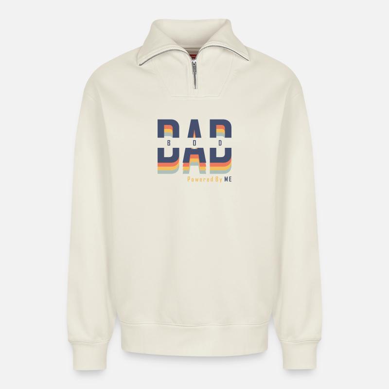 Dad Bod powered by Me - Relaxed Unisex Organic Half Zip Sweatshirt – von SPREAD - Naturweiß