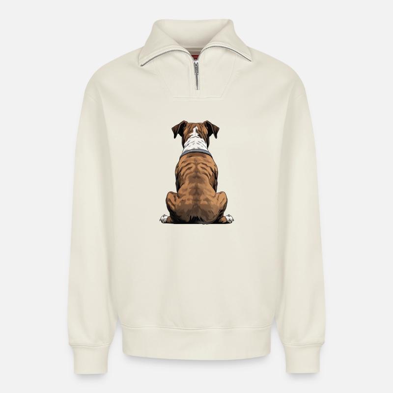 Boxer - Relaxed Unisex Organic Half Zip Sweatshirt – von SPREAD - Naturweiß