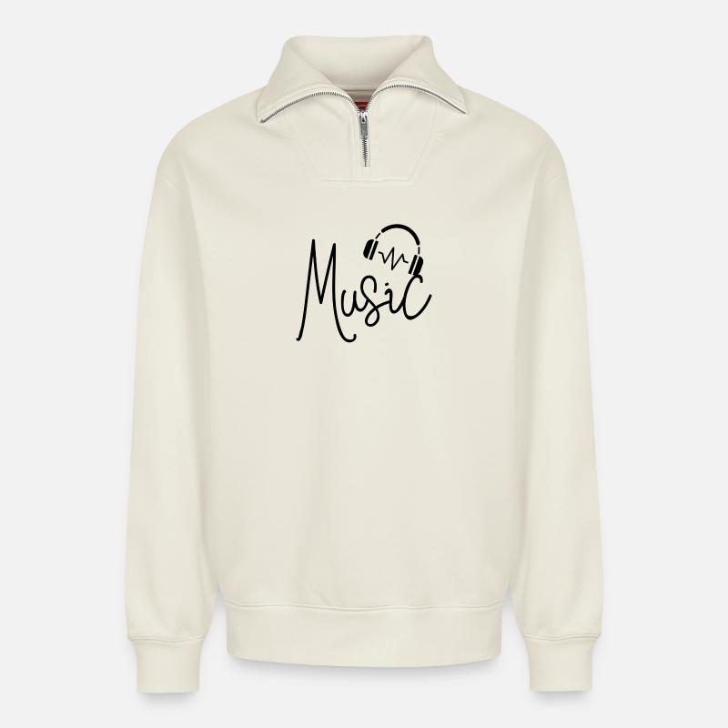Musik - Relaxed Unisex Organic Half Zip Sweatshirt – von SPREAD - Naturweiß