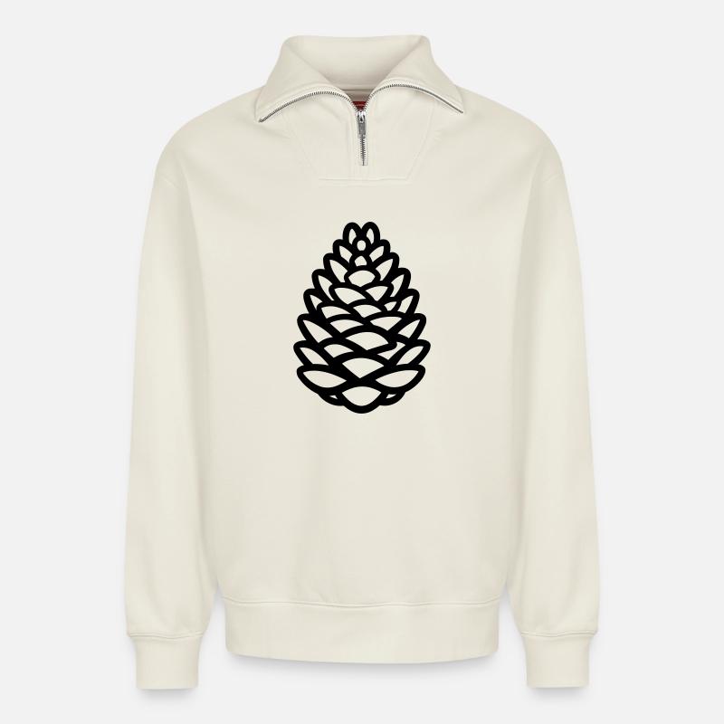 Pine Cone - Relaxed Unisex Organic Half Zip Sweatshirt – by SPREAD - off white