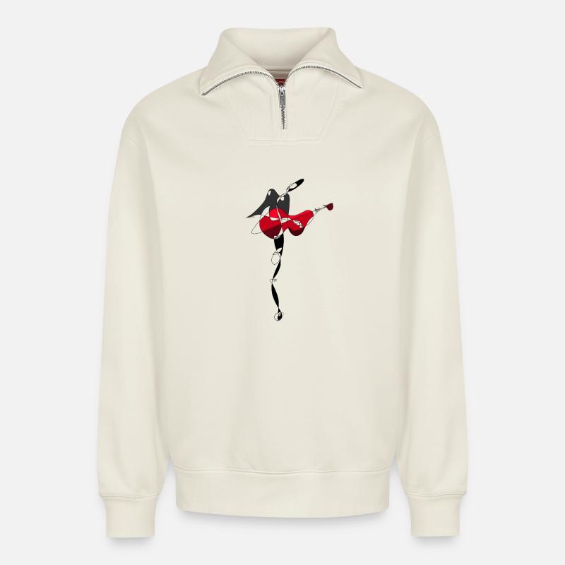 Gitarrist - Relaxed Unisex Organic Half Zip Sweatshirt – von SPREAD - Naturweiß