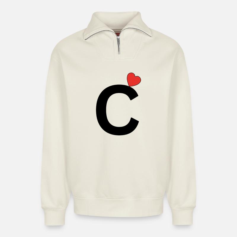 C - Relaxed Unisex Organic Half Zip Sweatshirt – von SPREAD - Naturweiß