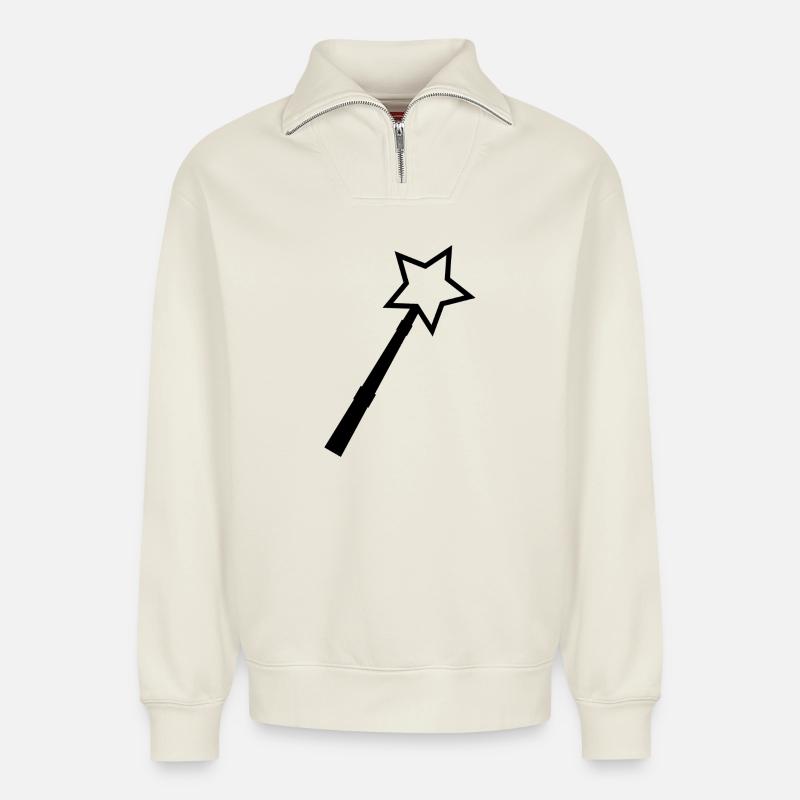 Zauberstab - Relaxed Unisex Organic Half Zip Sweatshirt – von SPREAD - Naturweiß