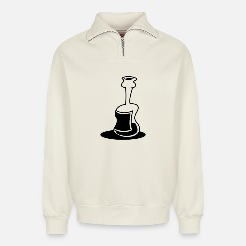 Flasche - Relaxed Unisex Organic Half Zip Sweatshirt – von SPREAD - Naturweiß