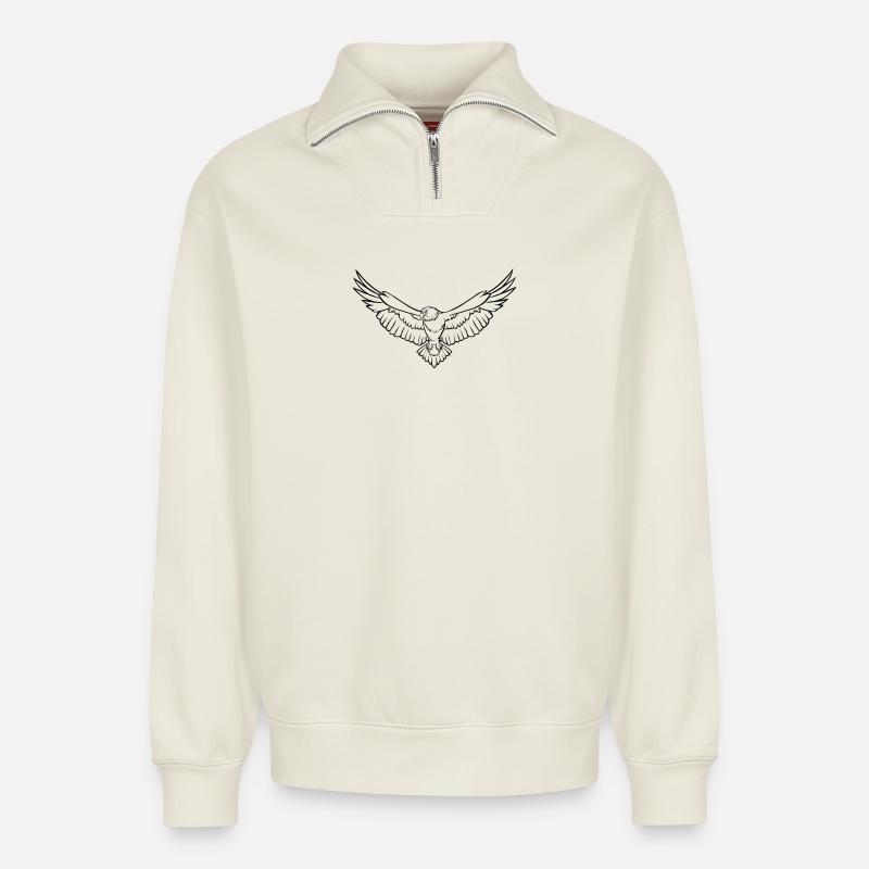 Adler - Relaxed Unisex Organic Half Zip Sweatshirt – von SPREAD - Naturweiß