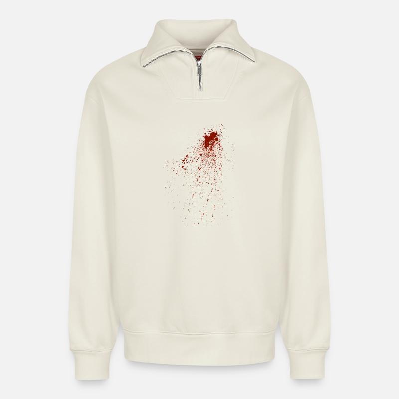 Blood - Relaxed Unisex Organic Half Zip Sweatshirt – by SPREAD - off white