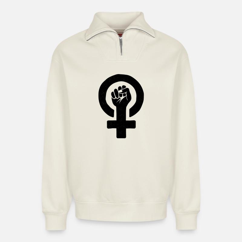 Please upload the design - Relaxed Unisex Organic Half Zip Sweatshirt – by SPREAD - off white