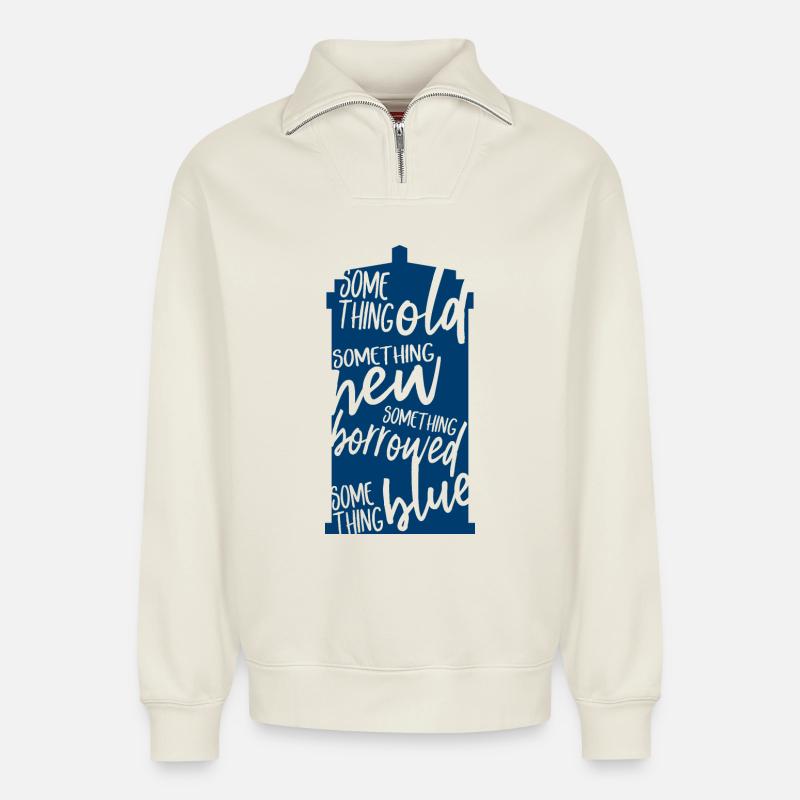 Something Old - Relaxed Unisex Organic Half Zip Sweatshirt – von SPREAD - Naturweiß