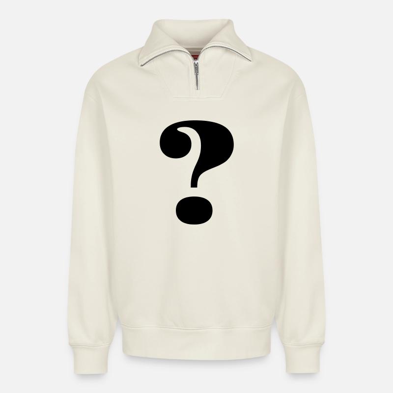 Big question mark - Relaxed Unisex Organic Half Zip Sweatshirt – by SPREAD - off white