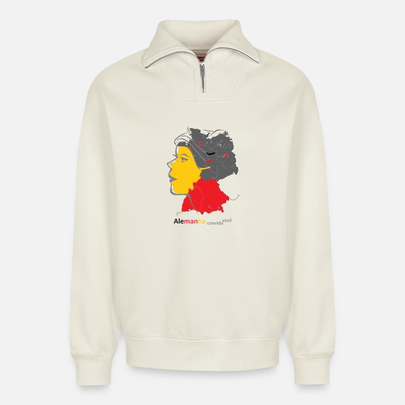 Deutsche Sprachvielfalt Design - Relaxed Unisex Organic Half Zip Sweatshirt – von SPREAD - Naturweiß