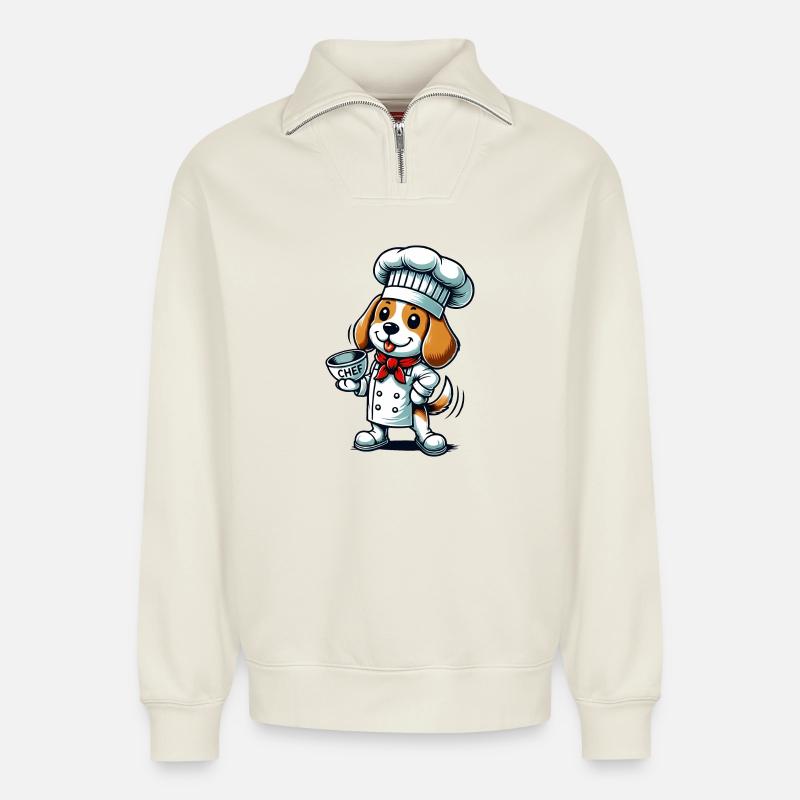 Beagle Koch - Relaxed Unisex Organic Half Zip Sweatshirt – von SPREAD - Naturweiß