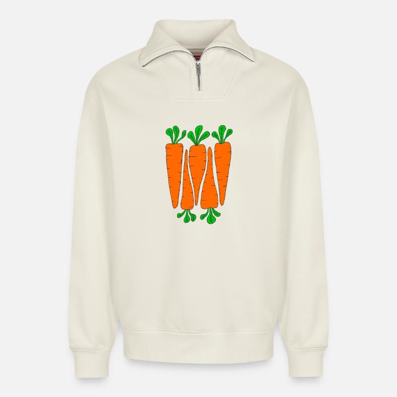 Karotten - Relaxed Unisex Organic Half Zip Sweatshirt – von SPREAD - Naturweiß