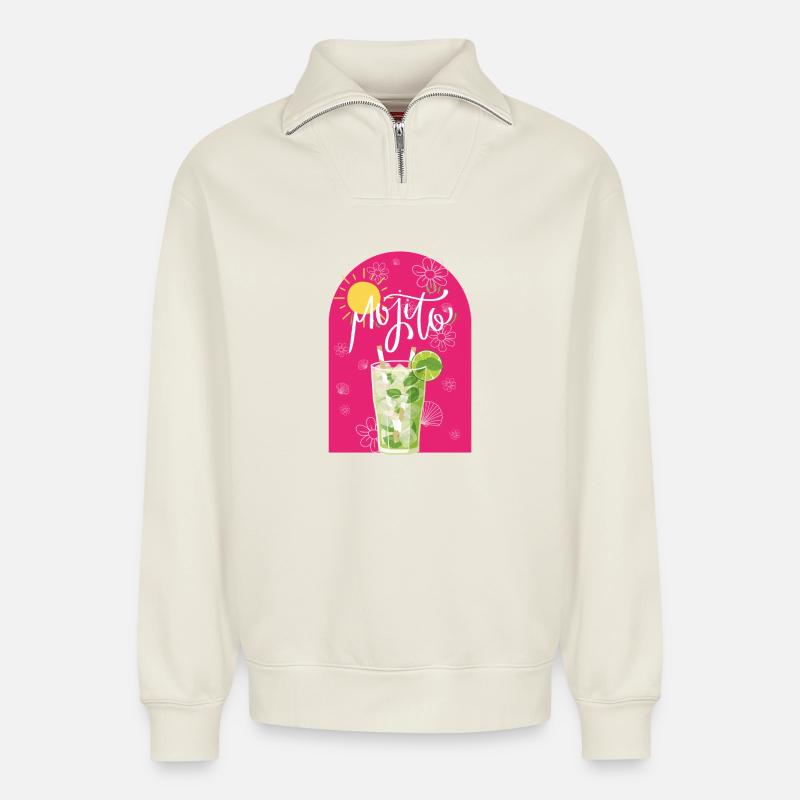 Mojito - Relaxed Unisex Organic Half Zip Sweatshirt – von SPREAD - Naturweiß