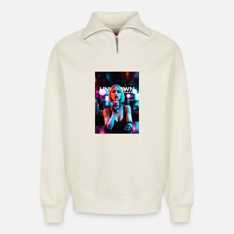 Neon dreams - Relaxed Unisex Organic Half Zip Sweatshirt – von SPREAD - Naturweiß