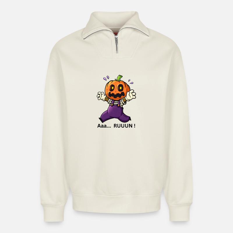 Aaa RUUUN! - Relaxed Unisex Organic Half Zip Sweatshirt – von SPREAD - Naturweiß