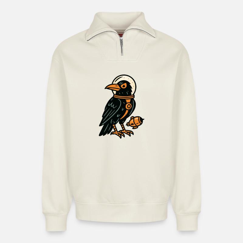 Raven Comics Style - Relaxed Unisex Organic Half Zip Sweatshirt – by SPREAD - off white
