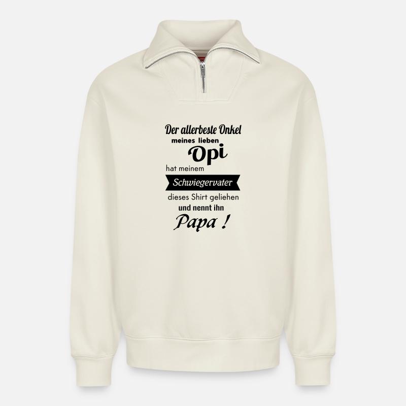 Lié m - Sweat unisexe décontracté en coton biologique à demi-zip – de SPREAD - blanc cassé