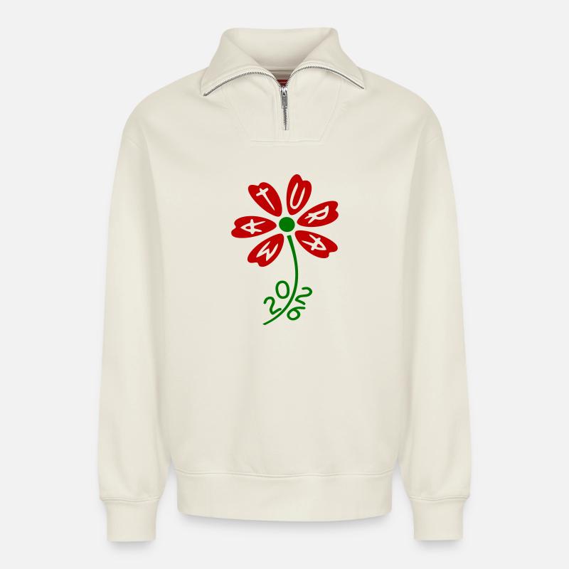 Matura 2026 - Relaxed Unisex Organic Half Zip Sweatshirt – von SPREAD - Naturweiß